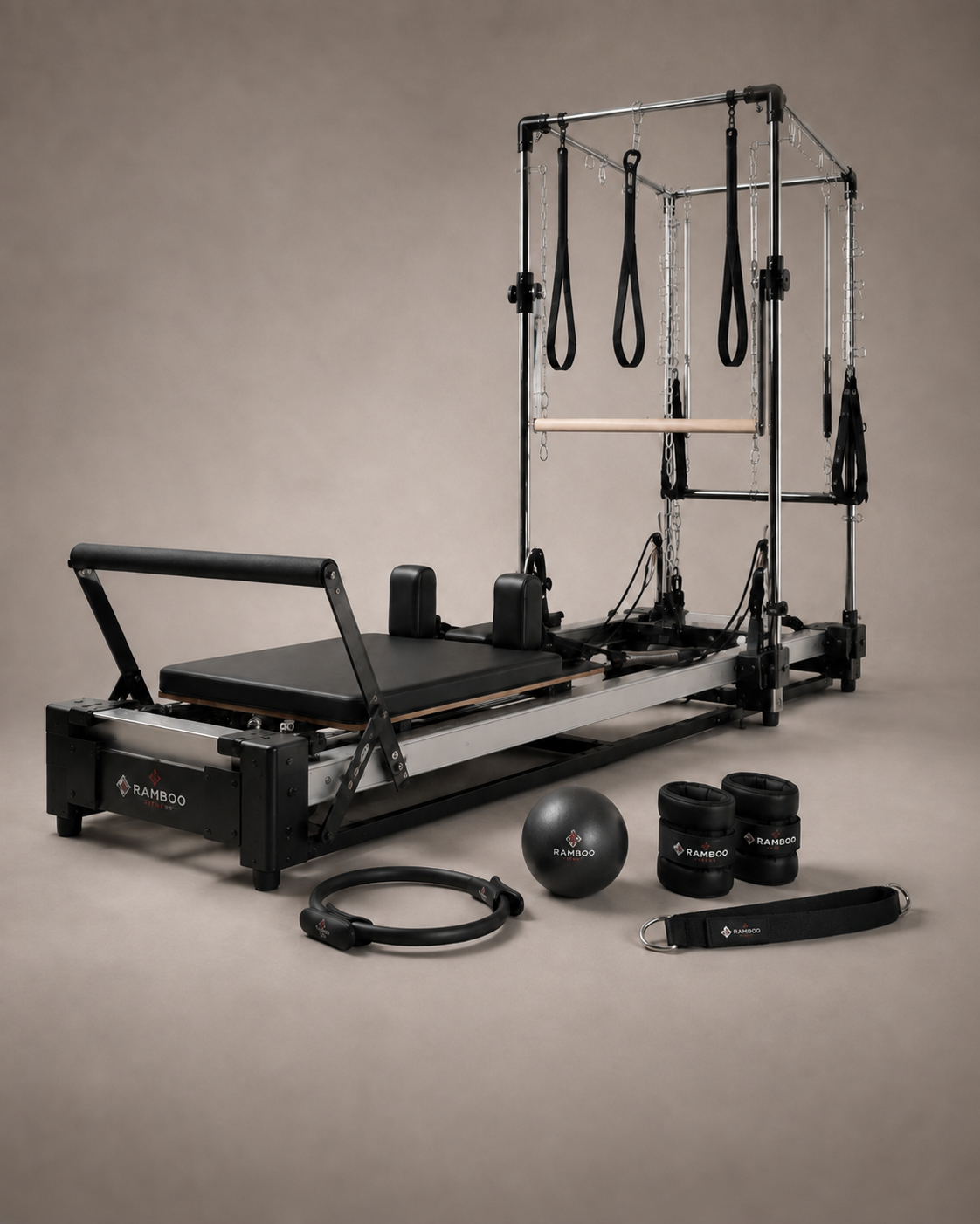 Pilates reformer and accessories